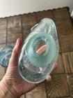 Glass Whale Figurine Paperweight Blue Clear Bubble Art Glass