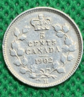 1902-h  Canadian  92 5   Silver  5 Cent  Nickel Edward Vii