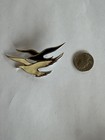 Silver Tone Blue White Enamel Bird Swallow Brooch Pin No Stone