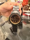 Movado Bold Men   s Quartz Chronograph 44mm Black gold Dial Ss Bracelet Box