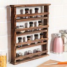 Rustic 4tier Wooden Spice Rack Desktop Wall Hanging Shelf Holder Kitchen Cabinet