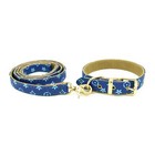 Blue Dog Collar   Leash - Leather Designer Fashion Pet Collar Xs  S   M  L   Xl