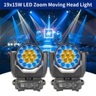 2pcs 19x15w Zoom Wash Beam Light With Flight Case Rgbw Moving Head Stage Light