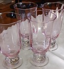 Set Of 4 Gorham Crystal Rose Serenade Rare Pink Highball Glasses