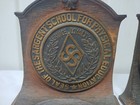 Vtg Cast Iron Bookends Sargent School For Physical Education Medical Early 1900