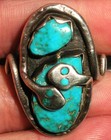 Vintage Zuni Effie Calavaza Snake Turquoise Sterling Silver Ring Sze 10 1 4 Vafo