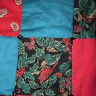 Christmas Homemade Quilt Vtg 65x52 Greens And Reds With Black Trim