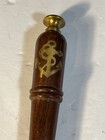 Magnifying Glass Vintage  Wood Handlew marine Emblem  Brass W bottom Screw