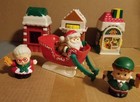 Vtg Fisher Price Little People Christmas Village Santa Mrs Claus Puppy Set  read
