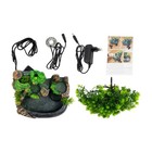 Indoor Water Fountain Tabletop Resin Rockery Fengshui Waterfall Decor W light