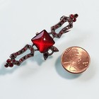Vintage Art Deco Style Bar Brooch Pin Red Rhinestone Filigree Costume Jewelry