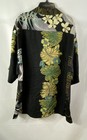 Tommy Bahama Men s Black Tropical Floral Leaf Print 100  Silk Hawaiian Shirt Xl