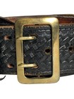 Vtg Dutyman 1021u Police Duty Belt 40 Black Basketweave Leather Brass Buckle