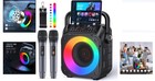 Portable Bluetooth Karaoke Machine With 2 Wireless Microphones Lights Usb Tf Aux