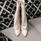 Fashion Nova Windy White Croc Knee High Pointed Toe Bootie Zip Buckle Sz 9