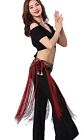 Belly Dance Hip Scarf Fringe Belt Wrap Skirt With One Size Short Wine Red