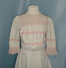 Adorable Antique Child s Dress Victorian 1890 Pink And White Cotton