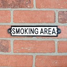 Metal White Smoking Area Door Sign Business Bar Shop Employees Wall Plaque Decor