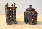 Lot Of 2 Vintage Cast Iron Coin Banks  Skyscraper Building And Dome Building