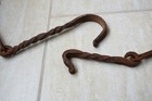 Antique 19th Century Hand Forged Wrought Iron Fireplace Pot Hanger Hearth Chain