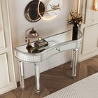 Modern Mirrored Console Table Vanity Makeup Desk Glass Entryway Table Gold Rim