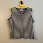 Vintage Retro Striped Cropped Tank Cotton Large White Stag Stretch Comfy Summer