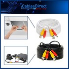 30ft Cctv Cable Security Camera Siamese Wire Bnc Dc Power Video White Black Lot
