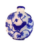 Old Chinese Peking Overlay Blue Glass Snuff Bottle
