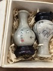 Vintage Pair Oriental Carved Signed Soapstone Vases From Estate