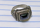 Vintage  925 Sterling Silver Ring  With Black Onyx Stone  Size 7  Ex