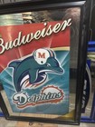 Miami Dolphins Budweiser Nfl Football Mirror Framed 20x28   