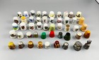 Mixed Lot Of 49 Thimbles Porcelain Pewter Metal Wood Plastic Collectibles