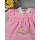 Vintage 80s Cradle Togs Pink Embroidered Stork Baby Dress Lace Trim Cottagecore