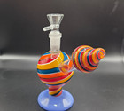 Tobacco Water Pipe Glass 6 5  Rainbow Swirl Bong Hand Painted Sidecar Style 5mm