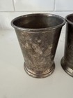 Set Of 4 Vintage Pewter Patina Mint Julep Cups Monogram  k  Decor