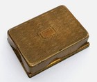 Antique Enamel Victorian Vesta Case Art Deco Match Safe Brass Box Floral Design