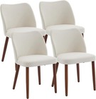 Modern Dining Chair Set Of 2 4 6  Linen Upholstered Kitchen Chairs W  Wood Legs