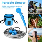 Outdoor Camping Shower Pump 12v Portable Shower For Car Washing W  20l Bucket Us