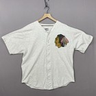 Usa Made Vintage Chicago Blackhawks Badger Button Front Jersey Xxl Gray