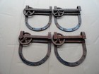 4 Matching U Shape Antique Metal Barn Door Track Rollers Hangers 2 Pair  2p 