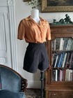 Perfect 40s 50s Style Handmade Black High Waisted Side Zip Flared Shorts Vtg 25w