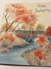 Vintage 1950s sixties Homework Happy Thanksgiving Fall Trees Greeting Card