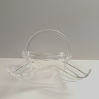 Lucite Handkerchief Basket W  Folding Handle Mcm Hollywood Regency Nice 