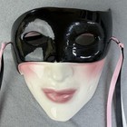Vintage About Face Clay Art Ceramic Wall Mask Black Pink Made In Usa Masquerade