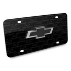 Chevrolet Black In 3d Logo On Logo Pattern Black Aluminum License Plate