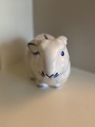 Tiffany   Co Bunny Rabbit Coin Bank Ceramic Hand Painted Blue White Polka Dot