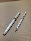 Vintage Sheaffer Lady Skripsert Brocade Silver Band Fountain Pen Pencil