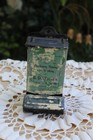 Vintage Green White Painted Litho Hardware Tin Match Box Holder Safe Bellvue Mi