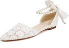 Wedding Shoes For Bride Flats  Lace Embroidery Mary Janes For Women-white-9 5