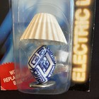 New   Dollhouse Miniature House 12v Electric Blue Ceramic Table Lamp With Shades
